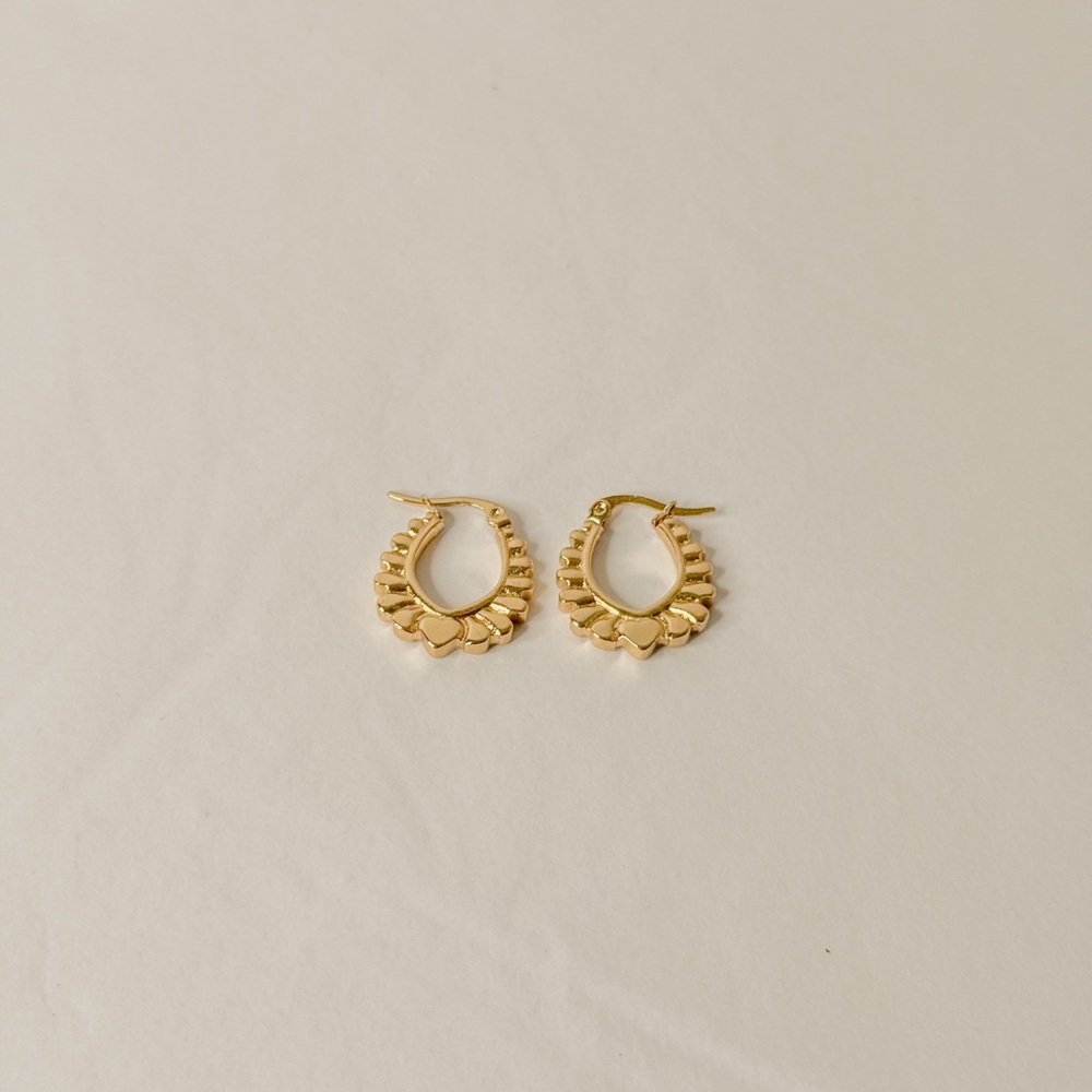 18K Gold Plated Heart Hoop